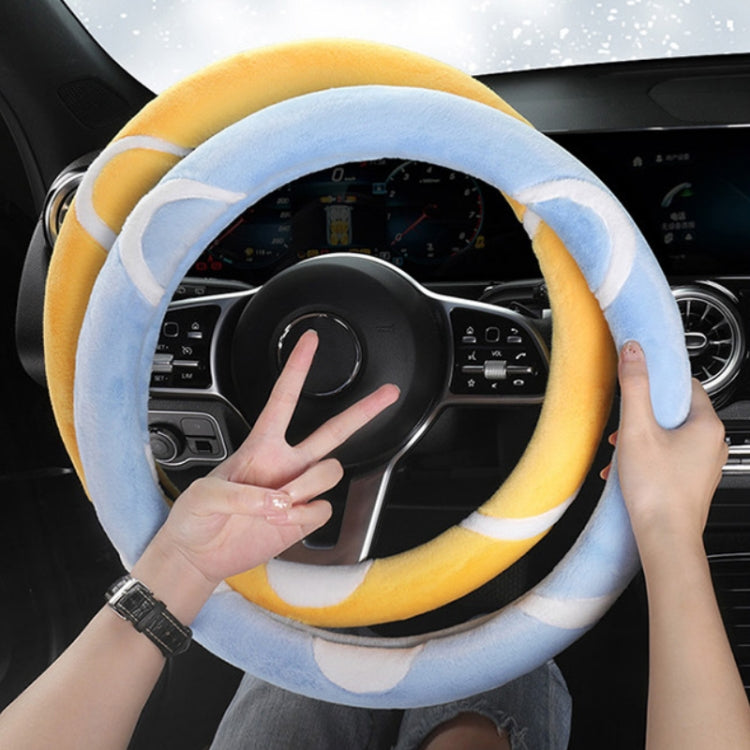 Car Steering Wheel Cartoon Short Fluff Handle Cover, Size: 38cm(Blue D Shape) - In Car by buy2fix | Online Shopping UK | buy2fix