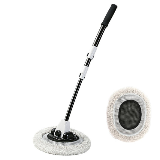 Soft Hair Curved Rod Car Wash Long Handle Telescopic Mop, Color: Black White Replacement Head - In Car by buy2fix | Online Shopping UK | buy2fix