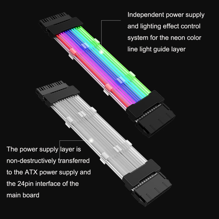 24pin Motherboard Power Supply Light Wire White 5V ARGB Neon Color Line -  by buy2fix | Online Shopping UK | buy2fix