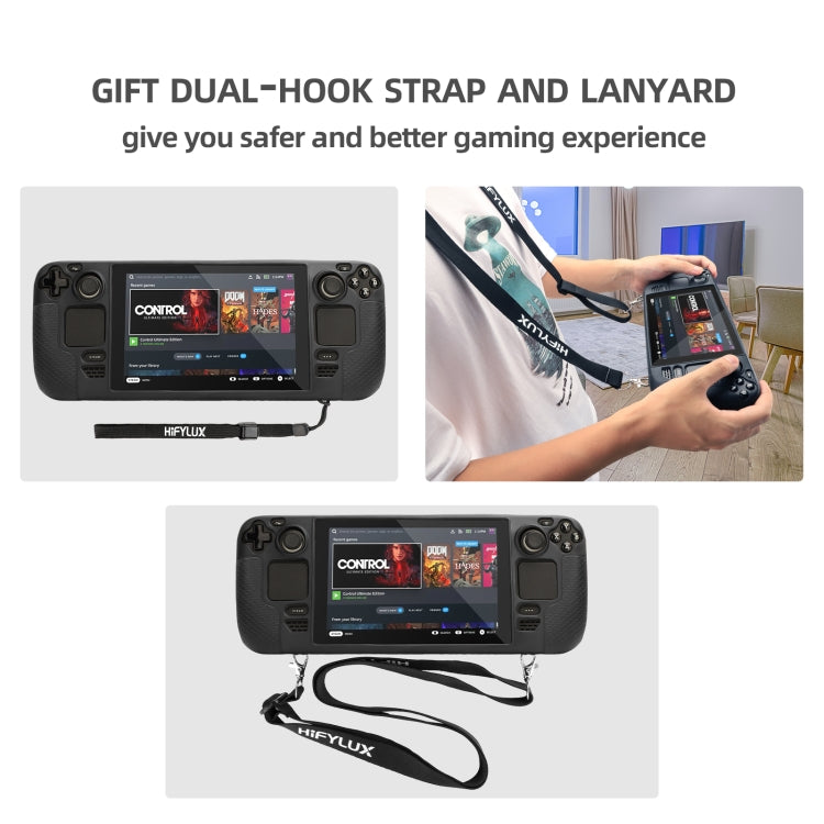 For Steam Deck Hifylux ST-PF14 Game Console Silicone Case Anti-scratch Non-slip Handheld Case Lanyard(Black) - Accessories by buy2fix | Online Shopping UK | buy2fix