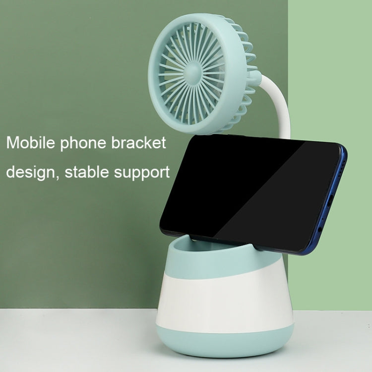 276A USB Charging Desktop Pen Holder Fan with Phone Holder Function Dormitory Portable Fan(Yellow) - Electric Fans by buy2fix | Online Shopping UK | buy2fix