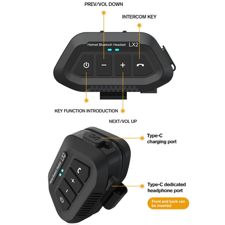 LX2 Motorcycle Helmet Bluetooth Earphone Waterproof Noise Canceling Motorcycle Headphones(White) - Motorcycle Walkie Talkie by buy2fix | Online Shopping UK | buy2fix