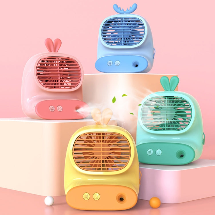 CS1319 Desktop Small Hydrating Spray Cartoon Fan Rechargeable Silent Humidifying Fan(Deer Pink) - Electric Fans by buy2fix | Online Shopping UK | buy2fix