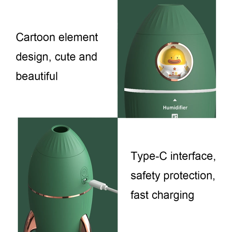 ICARER FAMILY V9 Small USB Plug-in Rocket Shape Jellyfish Fog Circle Night Light Humidifier(Dark Green) - Air Purifiers & Parts by ICARER FAMILY | Online Shopping UK | buy2fix