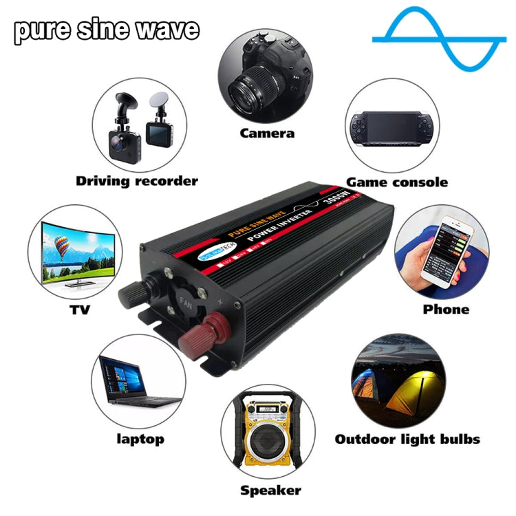 6000W 24V to 220V High Power Car Pure Sine Wave Inverter Power Converter - Pure Sine Wave by buy2fix | Online Shopping UK | buy2fix