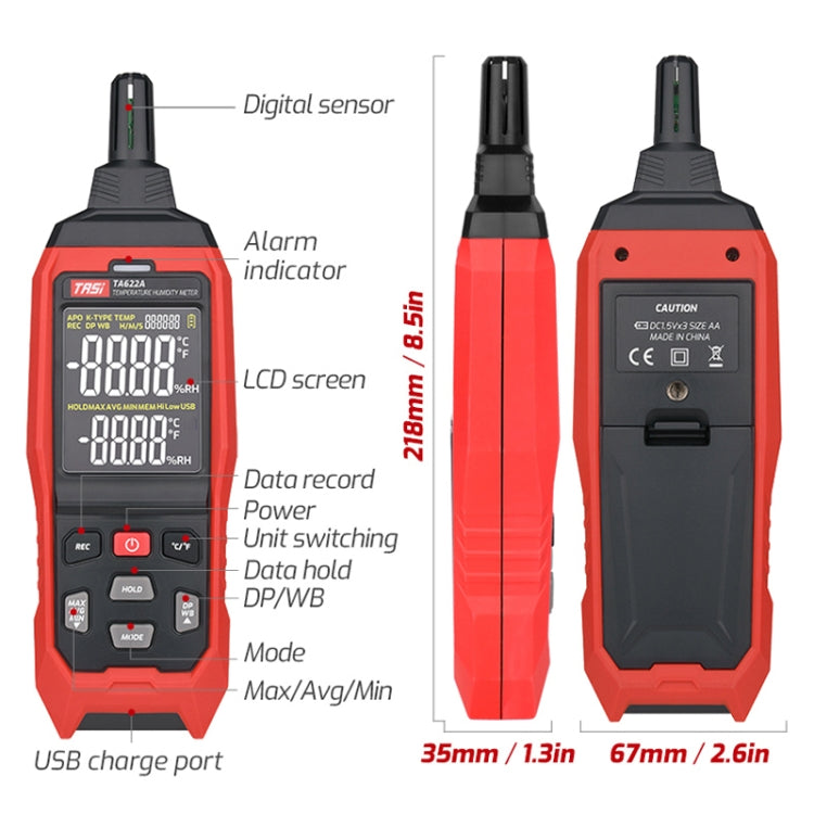 TASI TA622B USB Computer Connection Temperature Humidity Meter Digital Dew Point Thermometer - Thermostat & Thermometer by TASI | Online Shopping UK | buy2fix