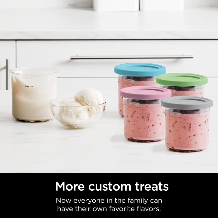 For Ninja NC299AMZ NC300 Ice Cream Storage Containers with Lids, Speci: 4 Cups+Spoon - Kitchen Machine Accessories by buy2fix | Online Shopping UK | buy2fix