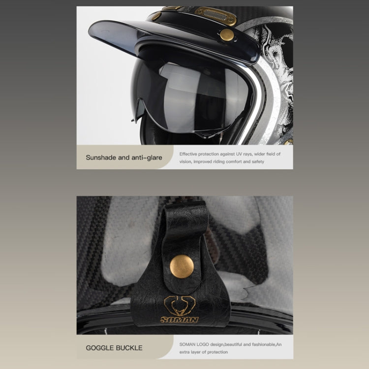 SOMAN Motorcycle Four Seasons Carbon Fiber Half Helmet, Color: FRP Matte Black(M) - Helmets by SOMAN | Online Shopping UK | buy2fix