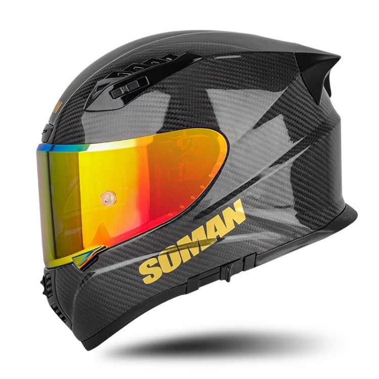 SOMAN Motorcycle Carbon Fiber Double Lens Thermal Safety Helmet, Size: XL(3K Solid Color REVO) - Helmets by SOMAN | Online Shopping UK | buy2fix