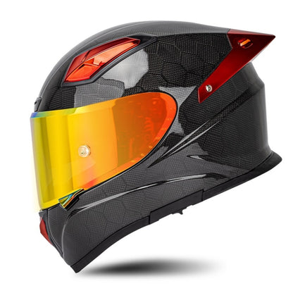 SOMAN Four Seasons Full Cover Motorcycle Helmet, Size: S(Snake Carbon Fiber Red) - Helmets by SOMAN | Online Shopping UK | buy2fix