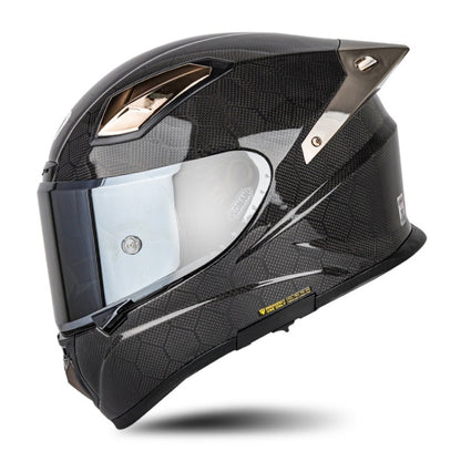 SOMAN Four Seasons Full Cover Motorcycle Helmet, Size: M(Snake Carbon Fiber Silver) - Helmets by SOMAN | Online Shopping UK | buy2fix