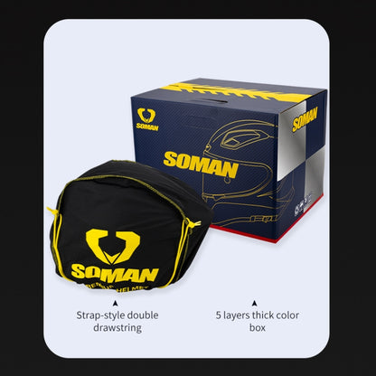 SOMAN Four Seasons Full Cover Motorcycle Helmet, Size: S(Snake Carbon Fiber Red) - Helmets by SOMAN | Online Shopping UK | buy2fix