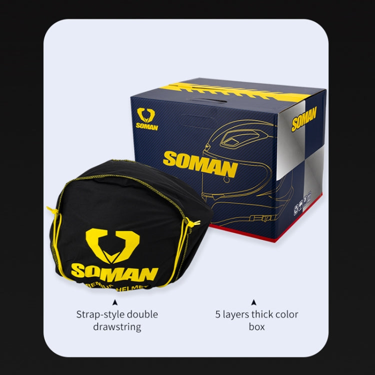 SOMAN Four Seasons Full Cover Motorcycle Helmet, Size: XL(Snake Carbon Fiber Silver) - Helmets by SOMAN | Online Shopping UK | buy2fix
