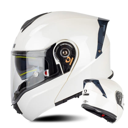 SOMAN Racing Motorcycle Double Lens Riding Safety Helmet, Size: L(Pearl White) - Helmets by SOMAN | Online Shopping UK | buy2fix