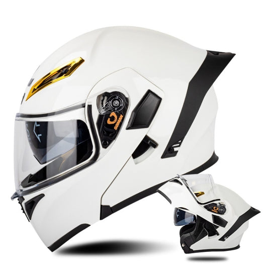 SOMAN Motorcycle Dual Lens Riding Peel-Off Full Coverage Helmet, Size: XXL(Pearl White) - Helmets by SOMAN | Online Shopping UK | buy2fix