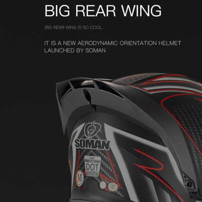 SOMAN Motorcycle Dual Lens Riding Peel-Off Full Coverage Helmet, Size: L(Matt Black Red) - Helmets by SOMAN | Online Shopping UK | buy2fix