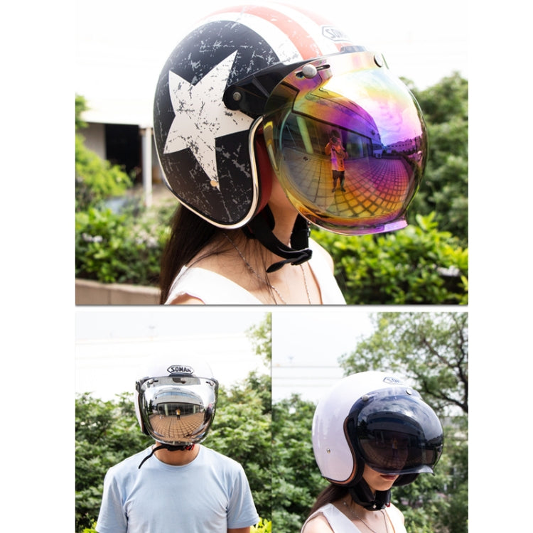 Motorcycle Helmet Three-Button Windproof Lens With Bracket(Amber) - Helmets by buy2fix | Online Shopping UK | buy2fix