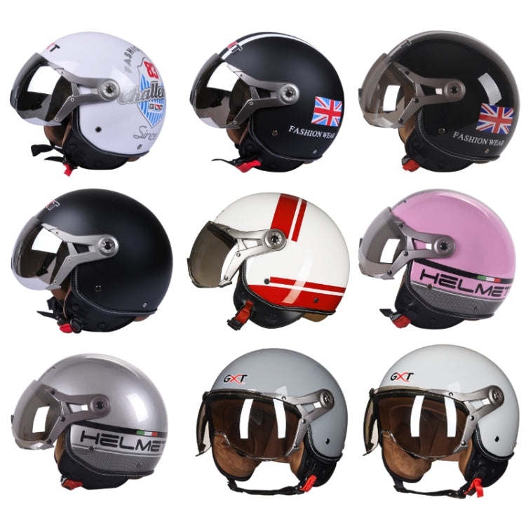 GXT Electric Vehicle Half Cover Helmet Four Seasons Retro Helmet, Size: XL(White Shield 83) - Helmets by GXT | Online Shopping UK | buy2fix