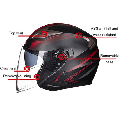 GXT 708 Electric Vehicle Dual Lens Helmet Four Seasons Safety Helmet, Size: XL(Matt Black Red) - Helmets by GXT | Online Shopping UK | buy2fix