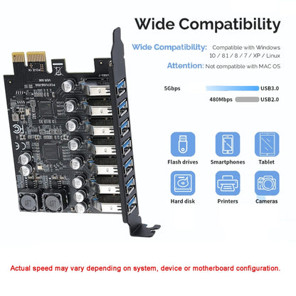 PCE7USB-R05  PCI-E To USB 3.2 GEN1 7-Port 19PIN Expansion Card Super Speed 5Gbps - Add-on Cards by buy2fix | Online Shopping UK | buy2fix