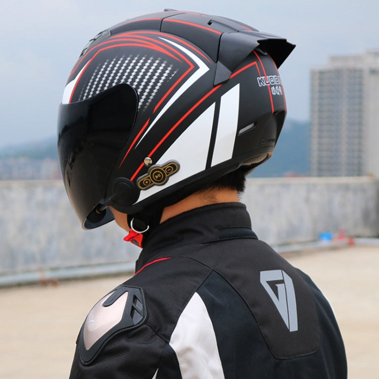 KUQIBAO Motorcycle Smart Bluetooth Sun Protection Double Lens Safety Helmet, Size: L(Bright Black Phantom Fiber+Gray Tail) - Helmets by KUQIBAO | Online Shopping UK | buy2fix