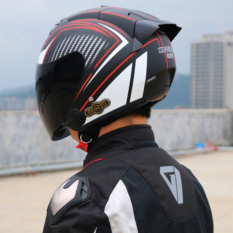 KUQIBAO Motorcycle Smart Bluetooth Sun Protection Double Lens Safety Helmet, Size: M(Glossy Black Phantom Fiber) - Helmets by KUQIBAO | Online Shopping UK | buy2fix