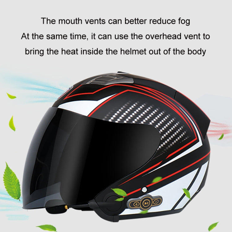 KUQIBAO Motorcycle Smart Bluetooth Sun Protection Double Lens Safety Helmet, Size: L(White Phantom Fiber+Gray Tail) - Helmets by KUQIBAO | Online Shopping UK | buy2fix