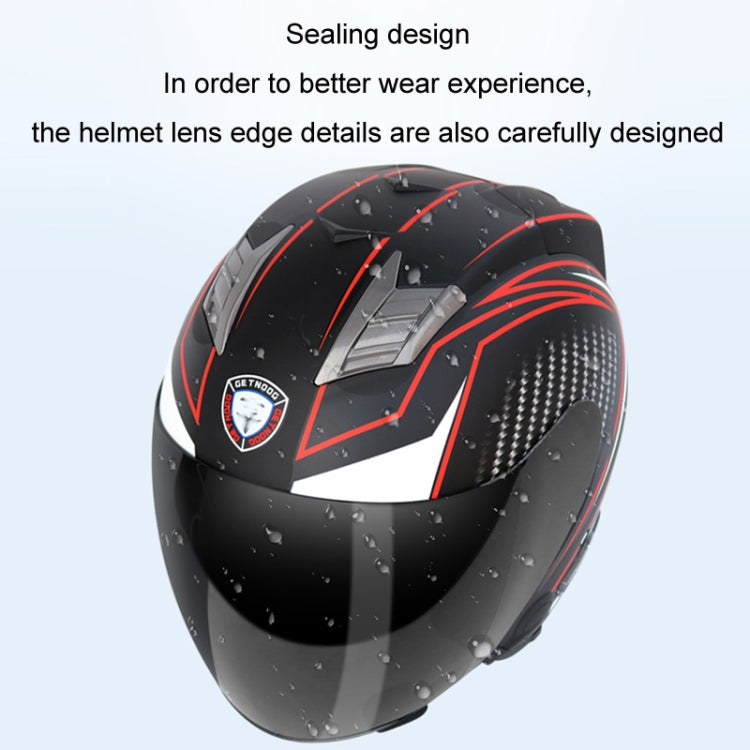 KUQIBAO Motorcycle Smart Bluetooth Sun Protection Double Lens Safety Helmet, Size: L(White Phantom Fiber+Black Tail) - Helmets by KUQIBAO | Online Shopping UK | buy2fix