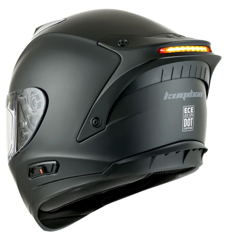 KUQIBAO Motorcycle Dual Lens Anti-Fog Helmet With LED Light, Size: XXL(Matte Black) - Helmets by KUQIBAO | Online Shopping UK | buy2fix