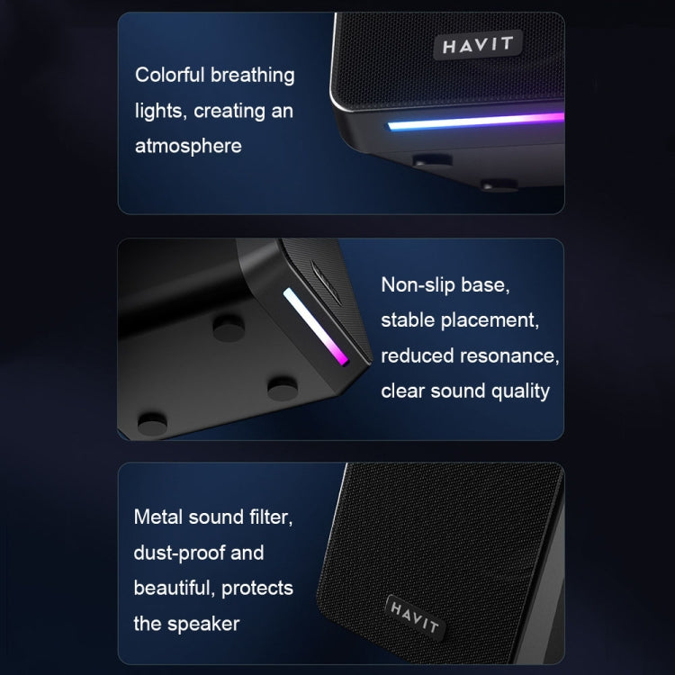Havit A20 Plus Colorful Ambient Light Wired Computer Audio Stereo Surround Sound Speaker, Style: Bluetooth Version -  by Havit | Online Shopping UK | buy2fix
