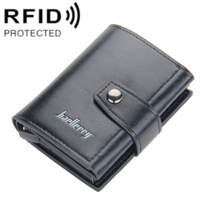 Baellerry RFID Anti-Theft Automatic Pop-Up Card Wallet Buckle Metal Aluminum Shell Card Holder(Black) - Antimagnetic RFID Package by Baellerry | Online Shopping UK | buy2fix