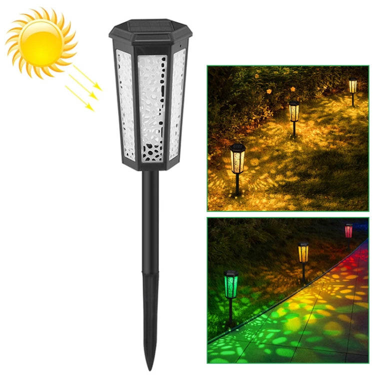 Hexagonal Hollow Solar Ground Lawn Lamp LED Outdoor Waterproof Decorative Garden Light(Warm Light + RGB) - Solar Lights by buy2fix | Online Shopping UK | buy2fix