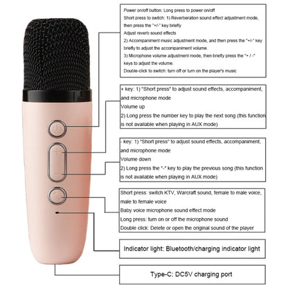 Portable RGB Lighting Effect Bluetooth Speaker Home Mini Karaoke Audio, Style: Single Microphone+Speaker(Pink) - Microphone by buy2fix | Online Shopping UK | buy2fix