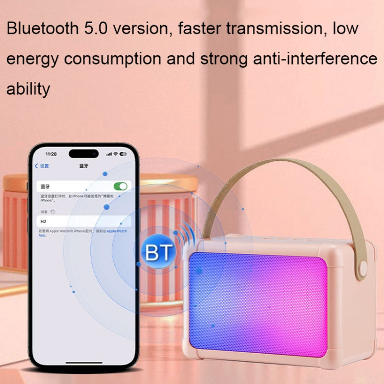 Portable RGB Lighting Effect Bluetooth Speaker Home Mini Karaoke Audio, Style: Single Microphone+Speaker(Beige) - Microphone by buy2fix | Online Shopping UK | buy2fix