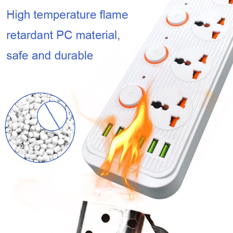 A05 2m 3000W 4 Plugs + 6-USB Ports Multifunctional Flame-Retardant Socket With Switch(UK Plug) - Extension Socket by buy2fix | Online Shopping UK | buy2fix