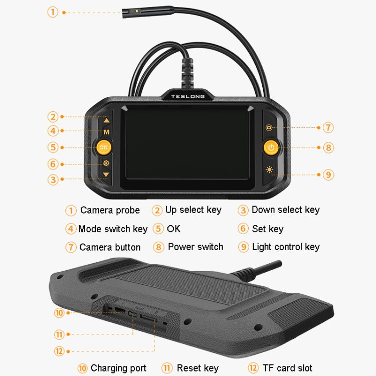 Teslong TS43S HD Camera Probe 4.3 Inch Screen All-In-One Industrial Borescope Auto Repair Tools, Specification: 5.5mm Single Lens -  by Teslong | Online Shopping UK | buy2fix