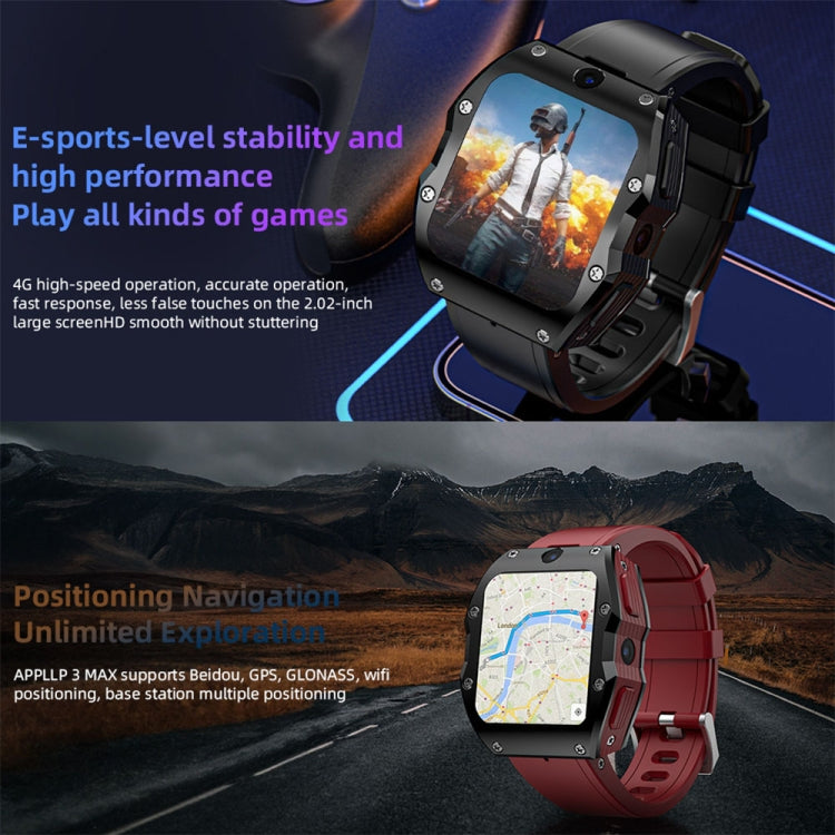 LOKMAT Appllp 3 Max 2.02-Inch Plug Card 4G Call Waterproof Sport Smart Watch With SOS(Claret) - Smart Watches by LOKMAT | Online Shopping UK | buy2fix