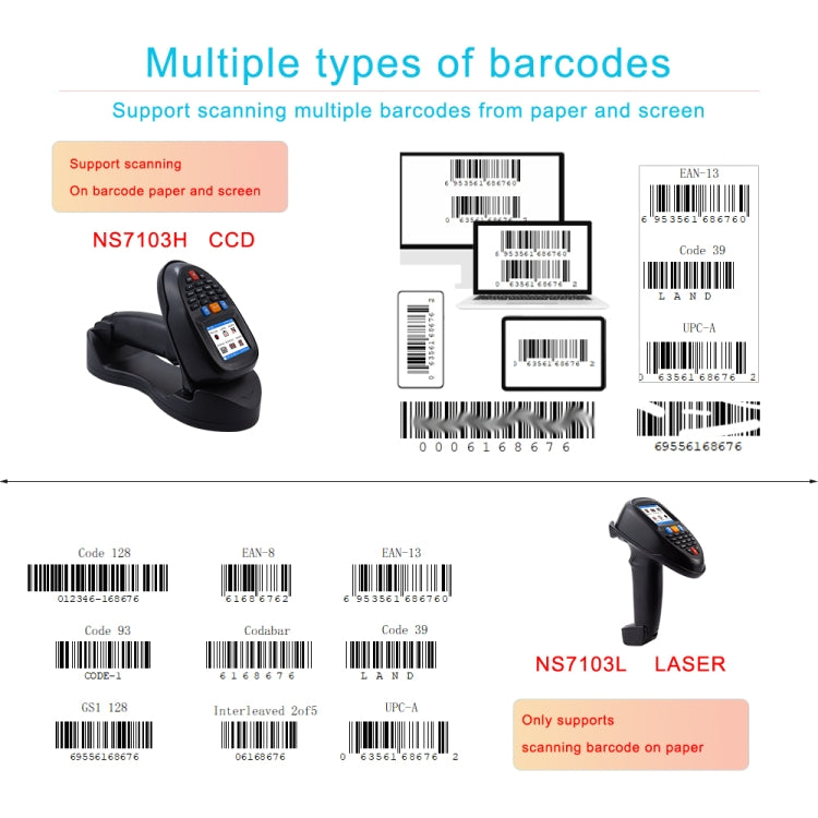 2D  Wireless Barcode Reader Scanner Data Collector With 2.2-Inch LCD Screen - Barcode Scanner by buy2fix | Online Shopping UK | buy2fix