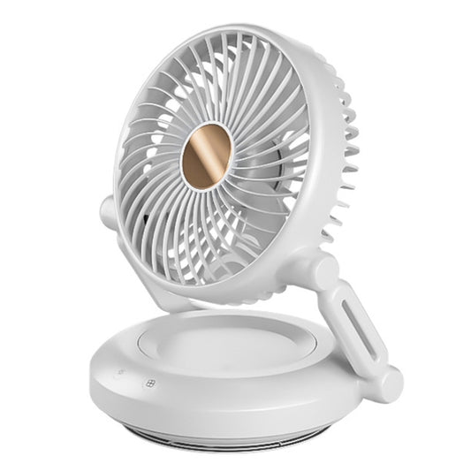 Rotatable LED Night Light Desktop Folding Fan Portable Silent Wall Fan, Size: Charging Model(White) - Electric Fans by buy2fix | Online Shopping UK | buy2fix