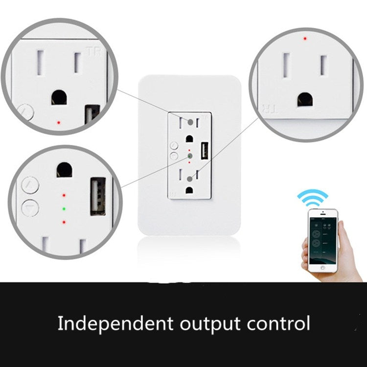 Smart Wall Socket 120 Type WIFI Remote Control Voice Control With USB Socket, Model:American Wall Socket - Consumer Electronics by buy2fix | Online Shopping UK | buy2fix