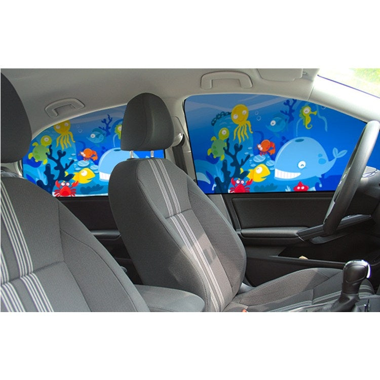 Car Cartoon Magnetic Sunshade Sunscreen Telescopic Collapsible Sunshield, Size:Rear Square(Amusement Park) - Window Foils & Solar Protection by buy2fix | Online Shopping UK | buy2fix