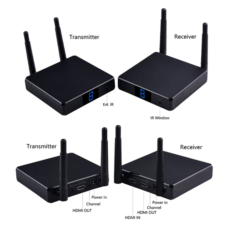 Measy FHD686 Full HD 1080P 3D 5-5.8GHz Wireless HDMI Transmitter (Transmitter + Receiver) with Display, Supports Infrared Remote Control & Wireless Same Screen Function, Transmission Distance: 200m - Set Top Box & Accessories by Measy | Online Shopping UK | buy2fix