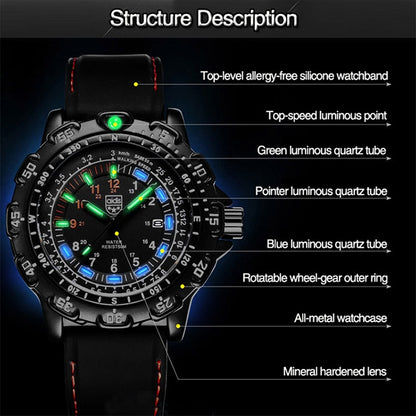 addies MY-049 Outdoor Sports Multifunctional Waterproof Luminous Watch Silicone Watchstrap Watch for Men(Black) - Sport Watches by addies | Online Shopping UK | buy2fix