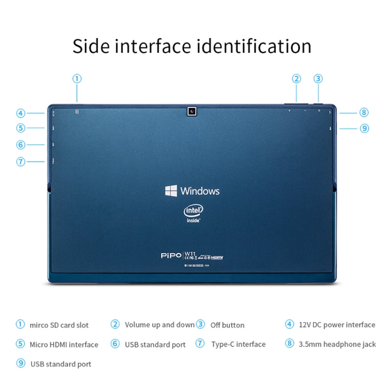 PiPO W11 2 in 1 Tablet PC, 11.6 inch, 8GB+128GB+128GB SSD, Windows 10 System, Intel Gemini Lake N4120 Quad Core Up to 2.6GHz, with Stylus Pen Not Included Keyboard, Support Dual Band WiFi & Bluetooth & Micro SD Card - PiPO by PiPo | Online Shopping UK | buy2fix