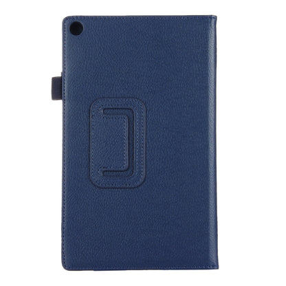 For Amazon Kindle Fire HD8 (2017) Litchi Texture Horizontal Flip Leather Case with Holder(Dark Blue) - Mobile Accessories by buy2fix | Online Shopping UK | buy2fix