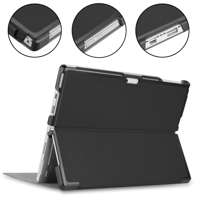 Custer Texture Horizontal Flip PU Leather Case for Microsoft Surface Pro 4 / 5 / 6 / 7 12.3 inch, with Holder & Pen Slot(Black) - Mobile Accessories by buy2fix | Online Shopping UK | buy2fix