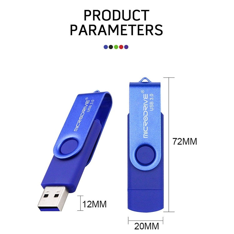 MicroDrive 16GB USB 3.0 Android Phone & Computer Dual-use Rotary Metal U Disk (Green) - Computer & Networking by MicroDrive | Online Shopping UK | buy2fix