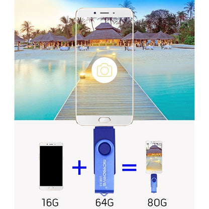 MicroDrive 32GB USB 3.0 Android Phone & Computer Dual-use Rotary Metal U Disk (Blue) - USB Flash Drives by MicroDrive | Online Shopping UK | buy2fix