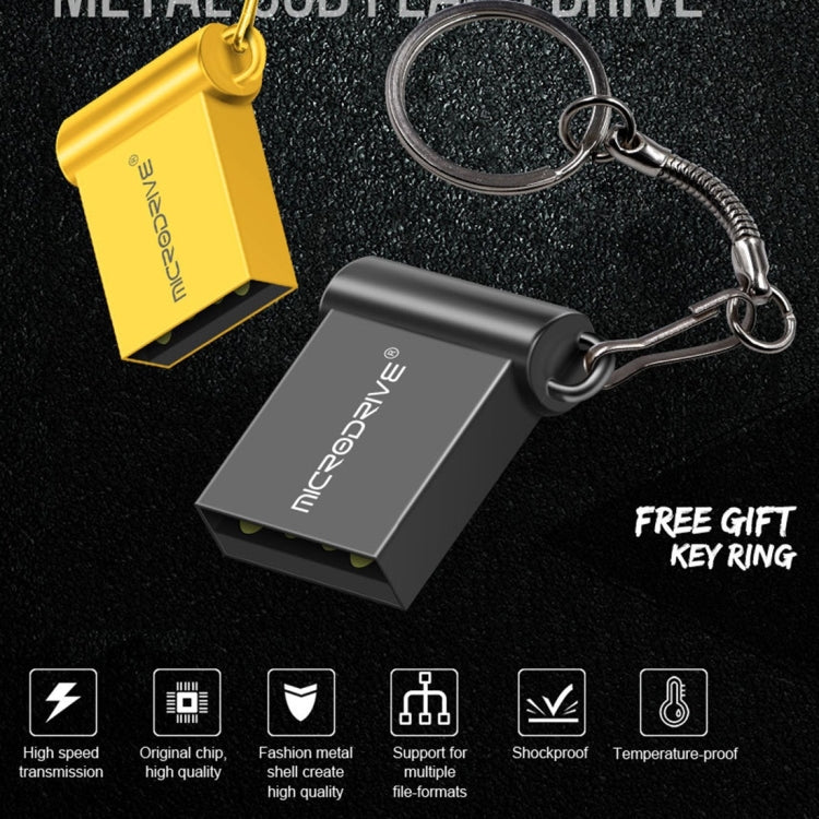 MicroDrive 16GB USB 2.0 Metal Mini USB Flash Drives U Disk (Gold) - USB Flash Drives by MicroDrive | Online Shopping UK | buy2fix